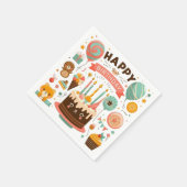 Adorable Happy Birthday Cake & Bear Serviette (Ecke)