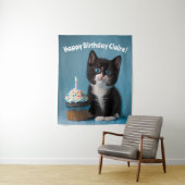Adorable Happy Birthday Kitten, anpassbar Wandteppich (Beispiel)