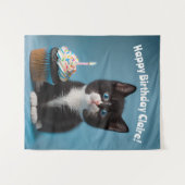 Adorable Happy Birthday Kitten, anpassbar Wandteppich (Vorderseite (Horizontal))