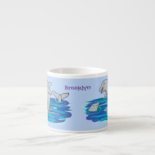 Adorable Happy Delphine Cartoon Illustration Espressotasse (Vorderseite)