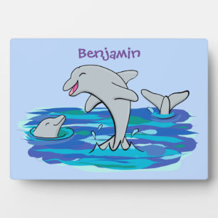 Adorable Happy Delphine Cartoon Illustration Fotoplatte