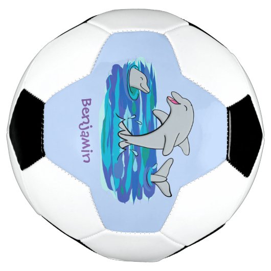 Adorable Happy Delphine Cartoon Illustration Fußball (Gedreht)