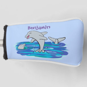Adorable Happy Delphine Cartoon Illustration Golf Headcover