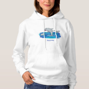 Adorable Happy Delphine Cartoon Illustration Hoodie