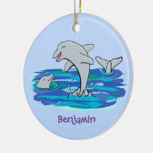 Adorable Happy Delphine Cartoon Illustration Keramik Ornament (Links)