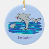 Adorable Happy Delphine Cartoon Illustration Keramik Ornament (Hinten)