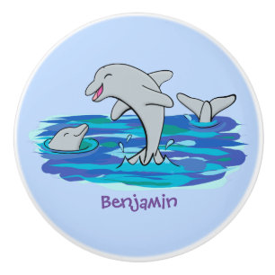 Adorable Happy Delphine Cartoon Illustration Keramikknauf