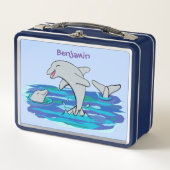 Adorable Happy Delphine Cartoon Illustration Metall Brotdose (Vorderseite)