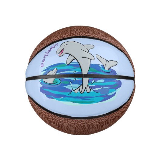 Adorable Happy Delphine Cartoon Illustration Mini Basketball (Vorderseite)