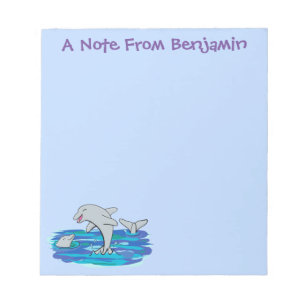 Adorable Happy Delphine Cartoon Illustration Notizblock