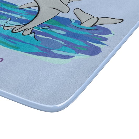 Adorable Happy Delphine Cartoon Illustration Schneidebrett (Ecke)