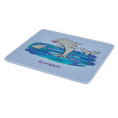 Adorable Happy Delphine Cartoon Illustration Schneidebrett (Ecke)