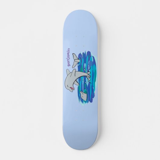 Adorable Happy Delphine Cartoon Illustration Skateboard (Vorne)