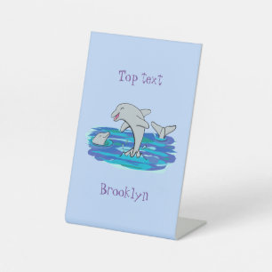 Adorable Happy Delphine Cartoon Illustration Sockelschild