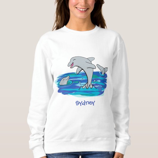 Adorable Happy Delphine Cartoon Illustration Sweatshirt (Vorderseite)