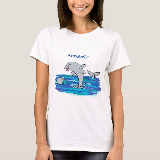 Adorable Happy Delphine Cartoon Illustration T-Shirt (Vorderseite)