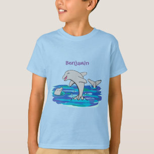 Adorable Happy Delphine Cartoon Illustration T-Shirt