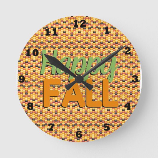 Adorable Happy Fall Wall Clock Runde Wanduhr (Vorderseite)
