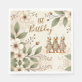 Adorable Happy First Birthday Serviette