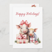 Adorable Happy Holidays Piggies Watercolor Cards (Vorne/Hinten)