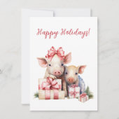Adorable Happy Holidays Piggies Watercolor Cards (Vorderseite)