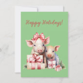 Adorable Happy Holidays Piggies Watercolor Cards (Vorderseite)