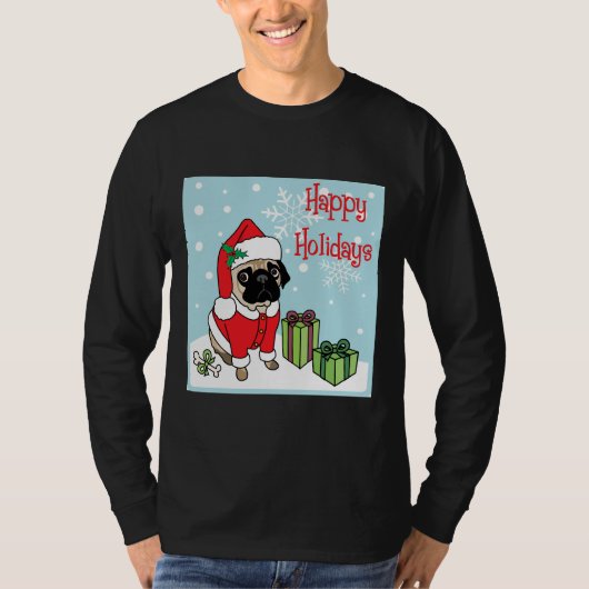 Adorable Happy Holidays Weihnachten Mops Classic T T-Shirt (Vorderseite)