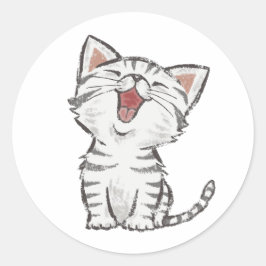 Adorable Happy Meaulgray (Gray) Kitten Sticker