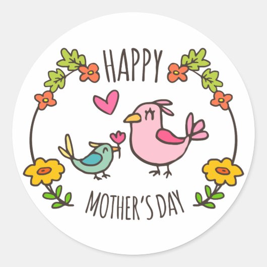 Adorable Happy Mother's Day Sticker Siegel (Vorderseite)
