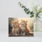 Adorable Happy Orange Tabby Kittens Postkarte (Stehend Vorderseite)