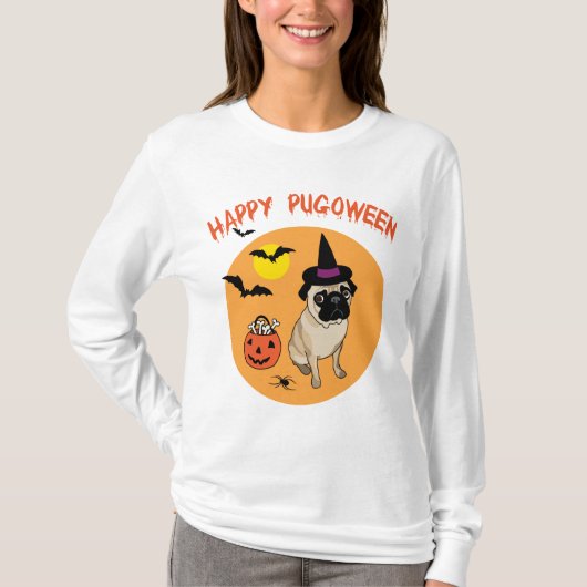 Adorable Happy Pugoween T-Shirts (Vorderseite)