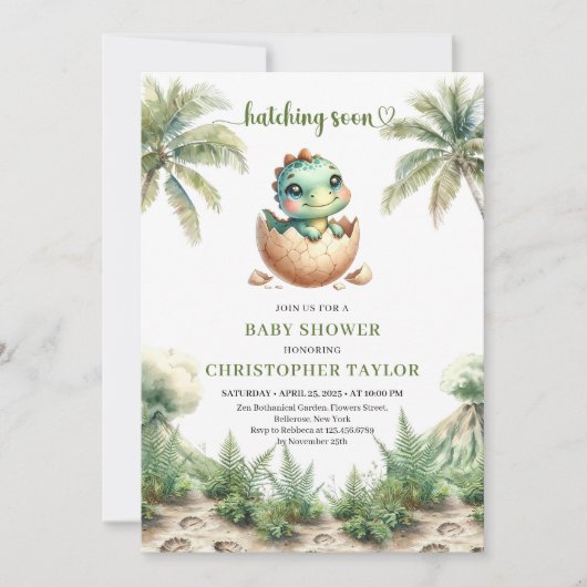 Adorable hatching soon baby shower invite editable einladung (Vorderseite)