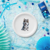 Adorable HD Alaskan Malamute Puppy Portrait - Embr Pappteller (Party)