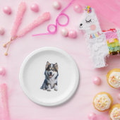 Adorable HD Alaskan Malamute Puppy Portrait - Embr Pappteller (Party)