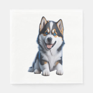Adorable HD Alaskan Malamute Puppy Portrait - Embr Serviette