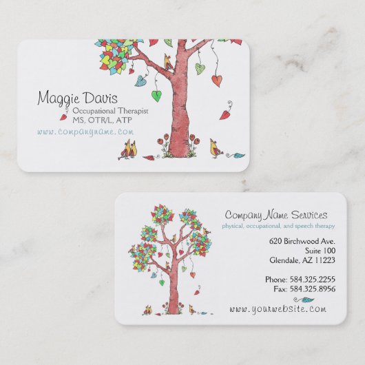 Adorable Heart Tree mit Vögeln Visitenkarte (Vorne/Hinten)