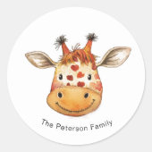 Adorable Hearted Giraffe Head Runder Aufkleber (Vorderseite)