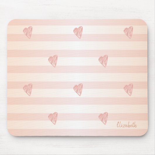 Adorable Hearts, Streifen - Personalisiert Mousepad (Vorne)