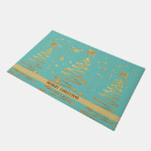 Adorable hell glitzernde Goldbaum Moderne Blau Fußmatte (Schrägansicht)
