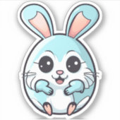 Adorable hellblaue Ostereier-Hase Aufkleber (Vorderseite)