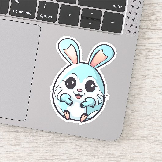 Adorable hellblaue Ostereier-Hase Aufkleber (Detail)