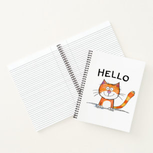 Adorable "Hello" Cat Notebook Notizblock