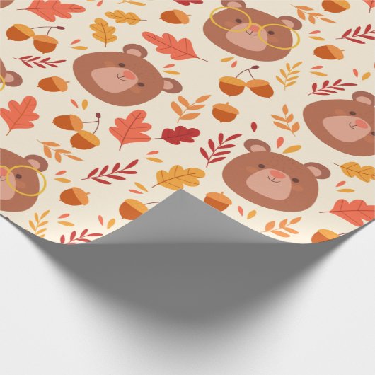 Adorable Herbstbären Geschenkpapier (Ecke)