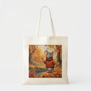 Adorable Herbstmaus, die Tasche der Natur geniesse