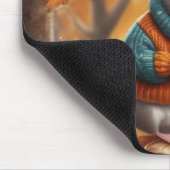 Adorable Herbstmaus mit farbenfrohen Blätter Mousepad (Ecke)