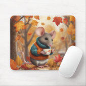 Adorable Herbstmaus mit farbenfrohen Blätter Mousepad (Mit Mouse)