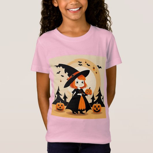 Adorable Hexe Holding Pumpkin T-Shirt (Vorderseite)
