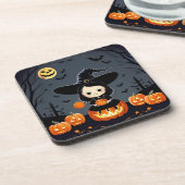 Adorable Hexe und Pumpkins Getränkeuntersetzer (Linke Seite)