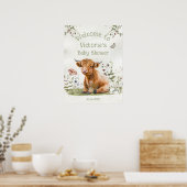Adorable Highland Cow Baby Dusche Begrüßungszeiche Poster (Küche)