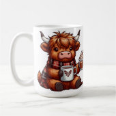 Adorable Highland Cow Genießen gemütliche Getränke Kaffeetasse (Links)